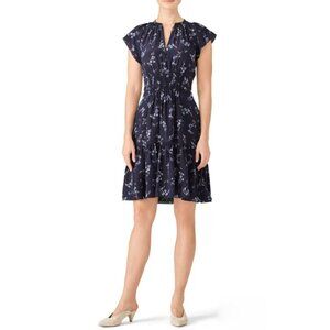 Rebecca Taylor Navy Francine Floral Silk Mini Dress - Size 2